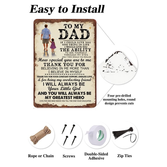 To My Dad If I Could Give You One Thing in Life Gift for Dad from Daughter Birthday Gift for Dad Novelty Father's Day Tin Metal Sign Plaque Bar Pub Vintage Retro Wall Decor 12x16 in