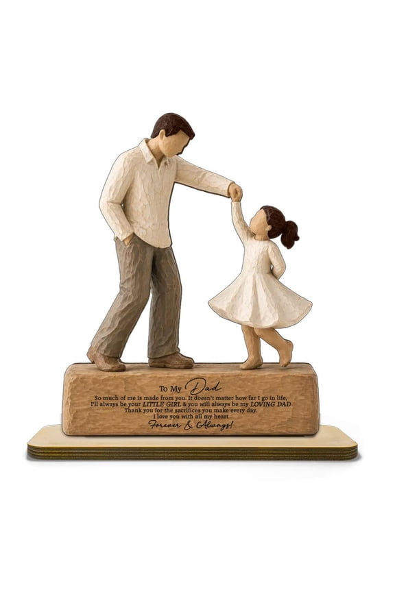 To My Dad I Will Always Be Your Little Girl, Father & Daughter Dancing 2D Flat Printed, Personalized 2-Layered Wooden Plaque, Sentimental Fathers Day Gift for Dad From Daughter