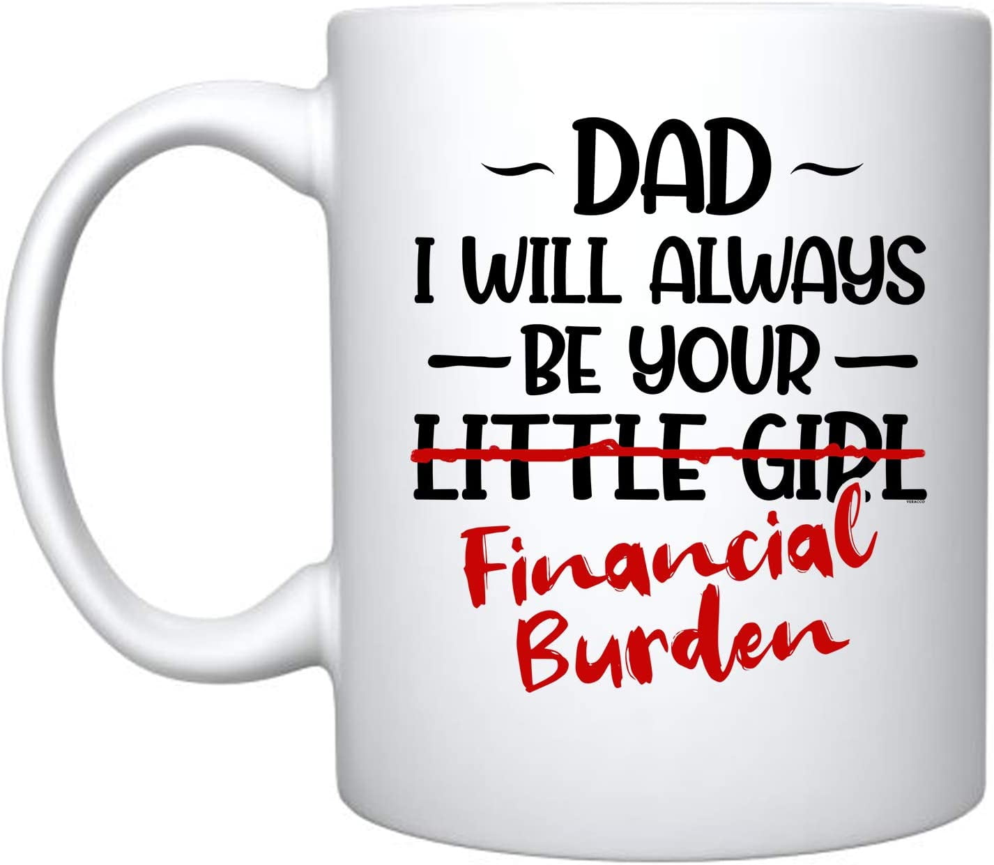 Dad I will Always Be Your Little Girl Financial Burden Ceramic Coffee Mug Funny Shark Father's Day Gifts For New Dad Daddy (White, Ceramic)