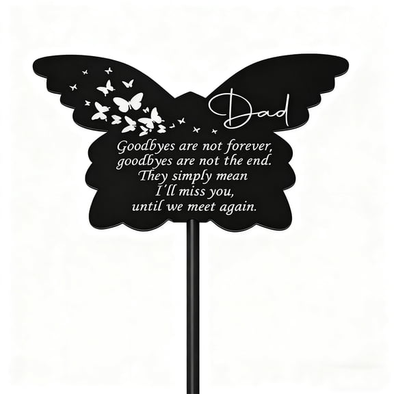 Dad In Heaven Memorial Garden Decor - Butterfly Themed Grave Stake with Heartfelt Farewell Message