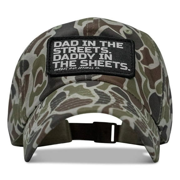 Dad In The Streets. Daddy In The Sheets. Patch Ripstop Low Pro Hat Duck Camo