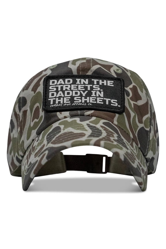 Dad In The Streets. Daddy In The Sheets. Patch Ripstop Low Pro Hat Duck Camo