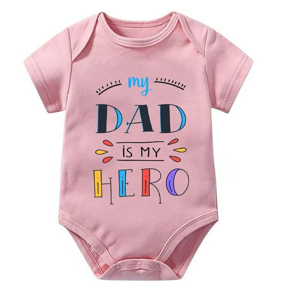 Dad Is My Hero Newborn Boy Take Home Outfit Short Sleeve Coming Home Outfit for Baby Boy Summer White Baby Boy Cotton Romper