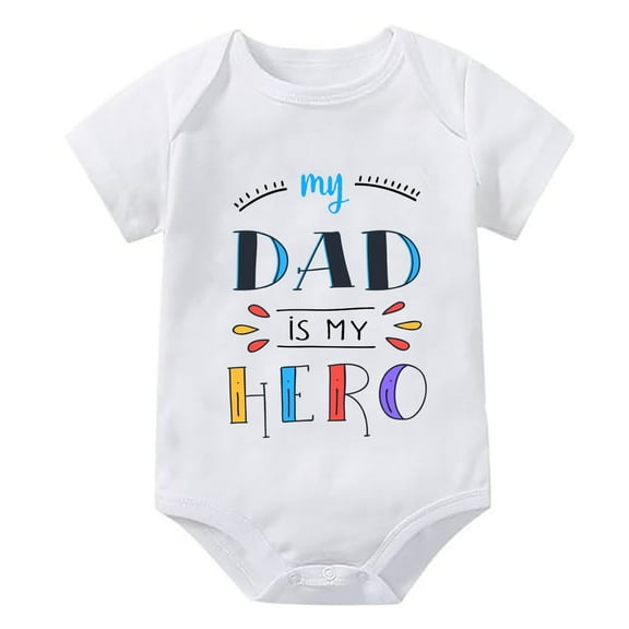 Dad Is My Hero Newborn One Piece Short Sleeve Unisex Onsies White Girls Onsies