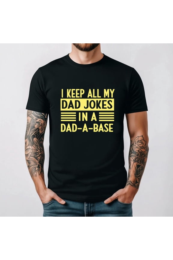 Dad Joke Database Pun Tech Geek Funny Vintage Fathers Day T-shirt, up to size 5XL.