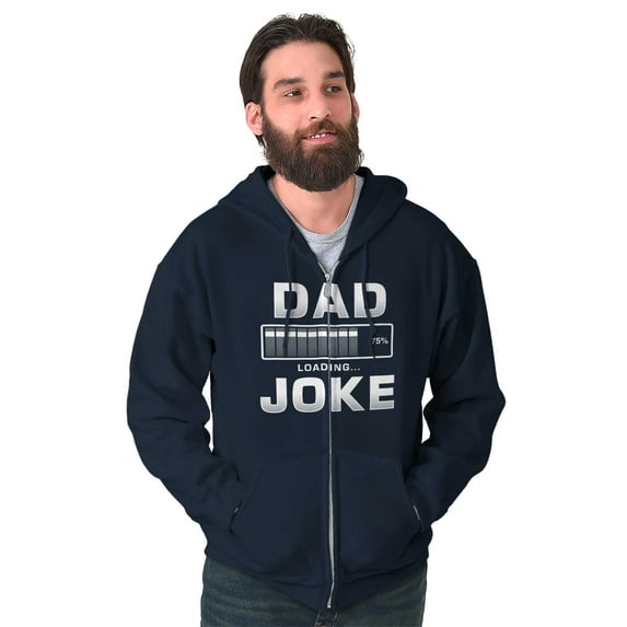 Dad Joke Loading Corny Father Humor Men's Big & Tall Graphic Zip Up Hoodie Brisco Brands 2X