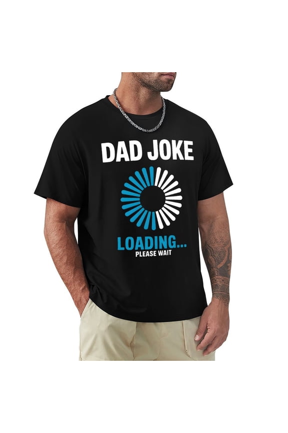 Dad Joke Men's Cotton HD Print Short Sleeve T-Shirt Crew Neck Top Black 2XL