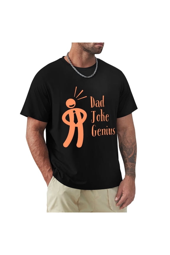 Dad Joke Men's Cotton HD Print Short Sleeve T-Shirt Crew Neck Top Black 2XL