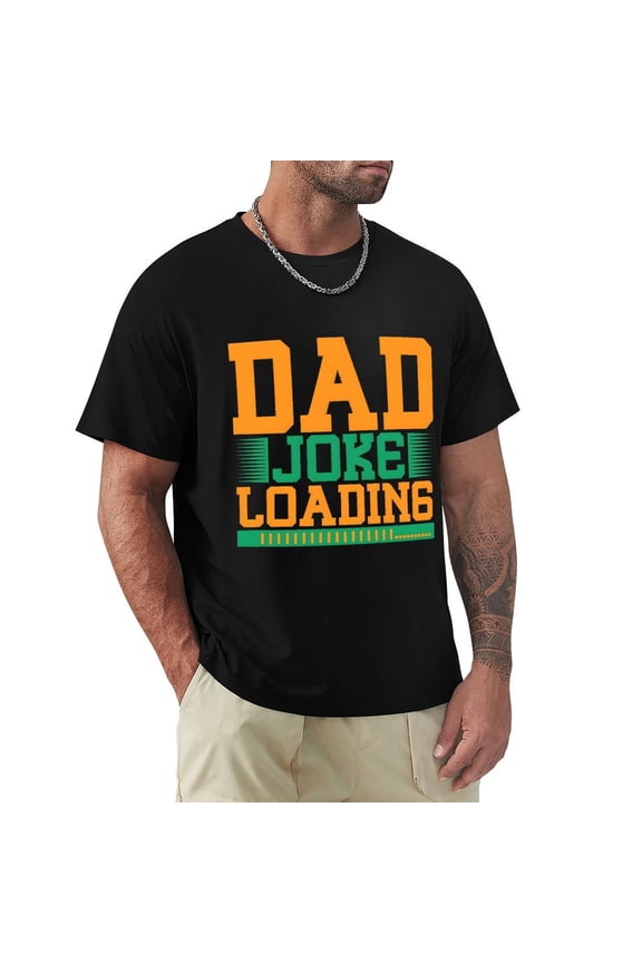 Dad Joke Men's Cotton HD Print Short Sleeve T-Shirt Crew Neck Top Black 2XL