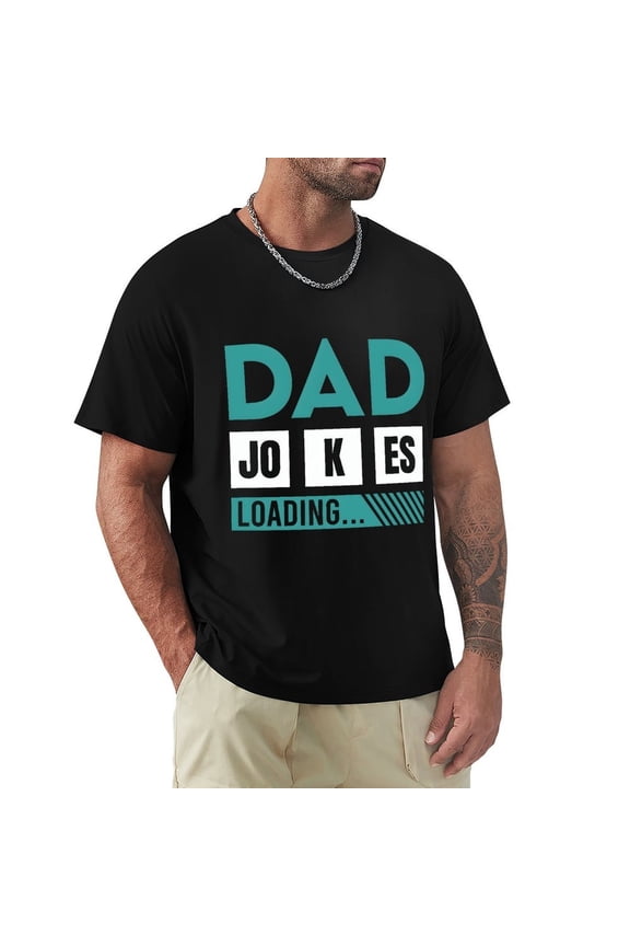 Dad Joke Men's Cotton HD Print Short Sleeve T-Shirt Crew Neck Top Black 3XL