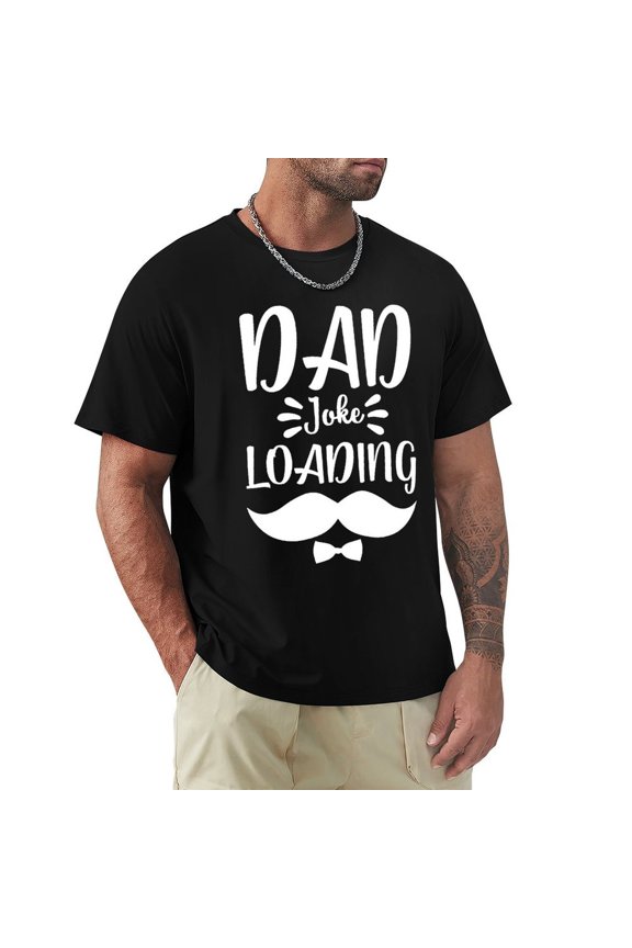Dad Joke Men's Cotton HD Print Short Sleeve T-Shirt Crew Neck Top Black 3XL