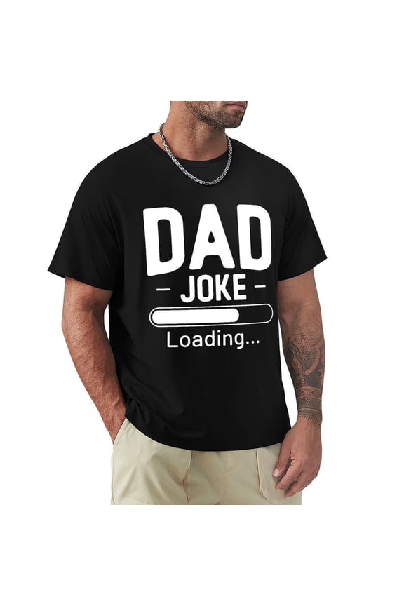 Dad Joke Men's Cotton HD Print Short Sleeve T-Shirt Crew Neck Top Black L