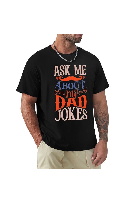 Dad Joke Men's Cotton HD Print Short Sleeve T-Shirt Crew Neck Top Black L