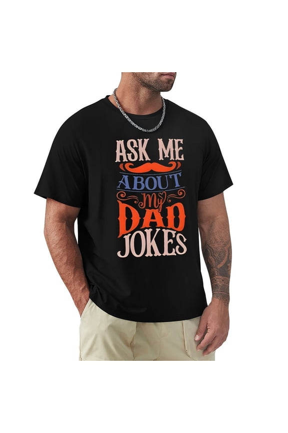 Dad Joke Men's Cotton HD Print Short Sleeve T-Shirt Crew Neck Top Black S