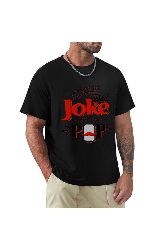 Dad Joke Men's Cotton HD Print Short Sleeve T-Shirt Crew Neck Top Black XL