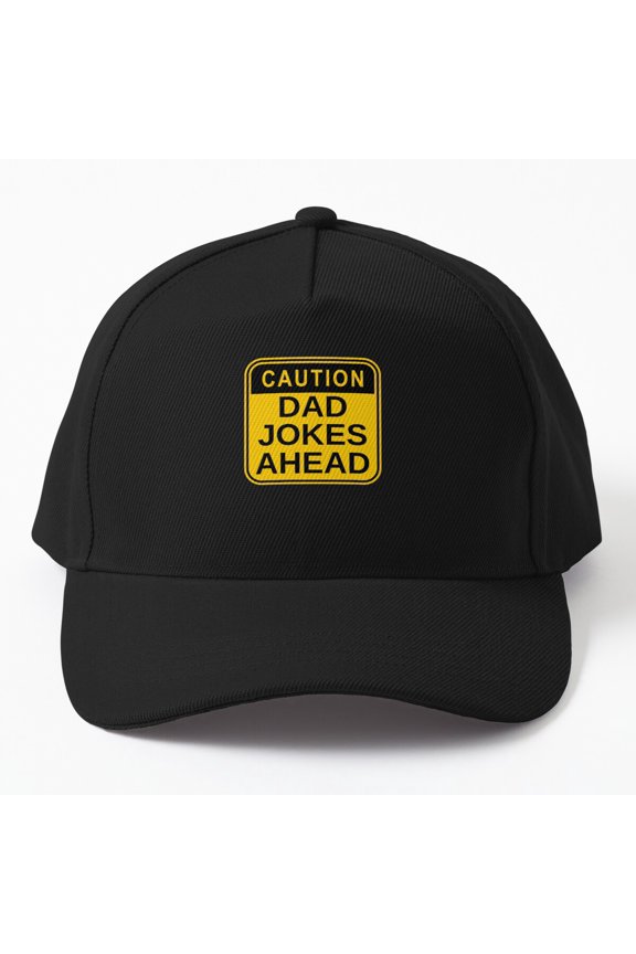Dad Jokes Caution Baseball Cap, Get Ready to Laugh Father Wordplay Graphic Design, Classic Hat