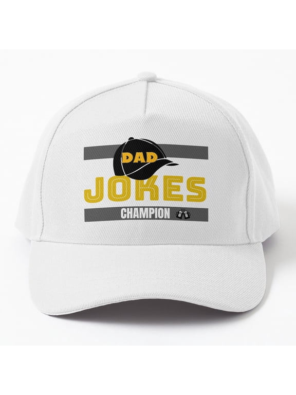Dad Jokes Champion Baseball Hat, Father's Day Family Wordplay Achievement Design, Classic Cap