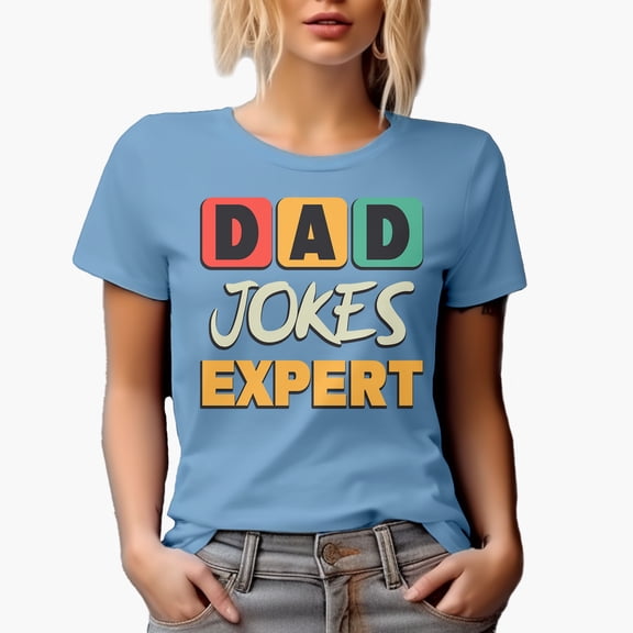 Dad Jokes Expert, Baby Blue T-Shirt, Large