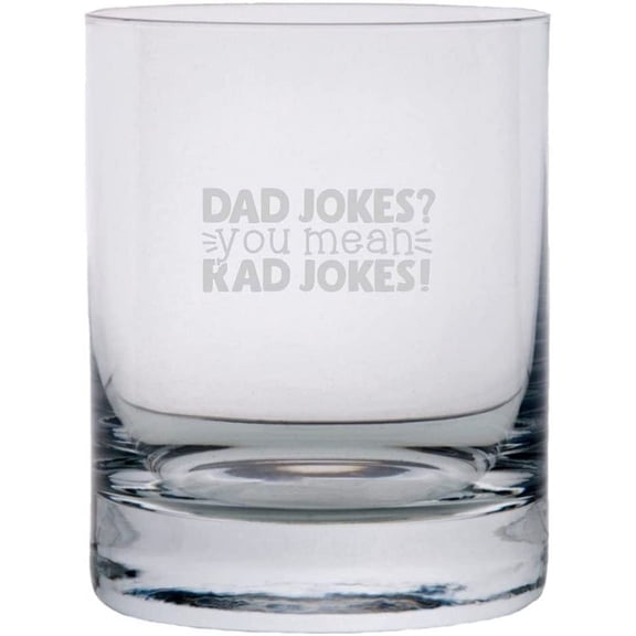 Dad Jokes Father's Day Etched 11oz Crystal Rocks Whisky Glass