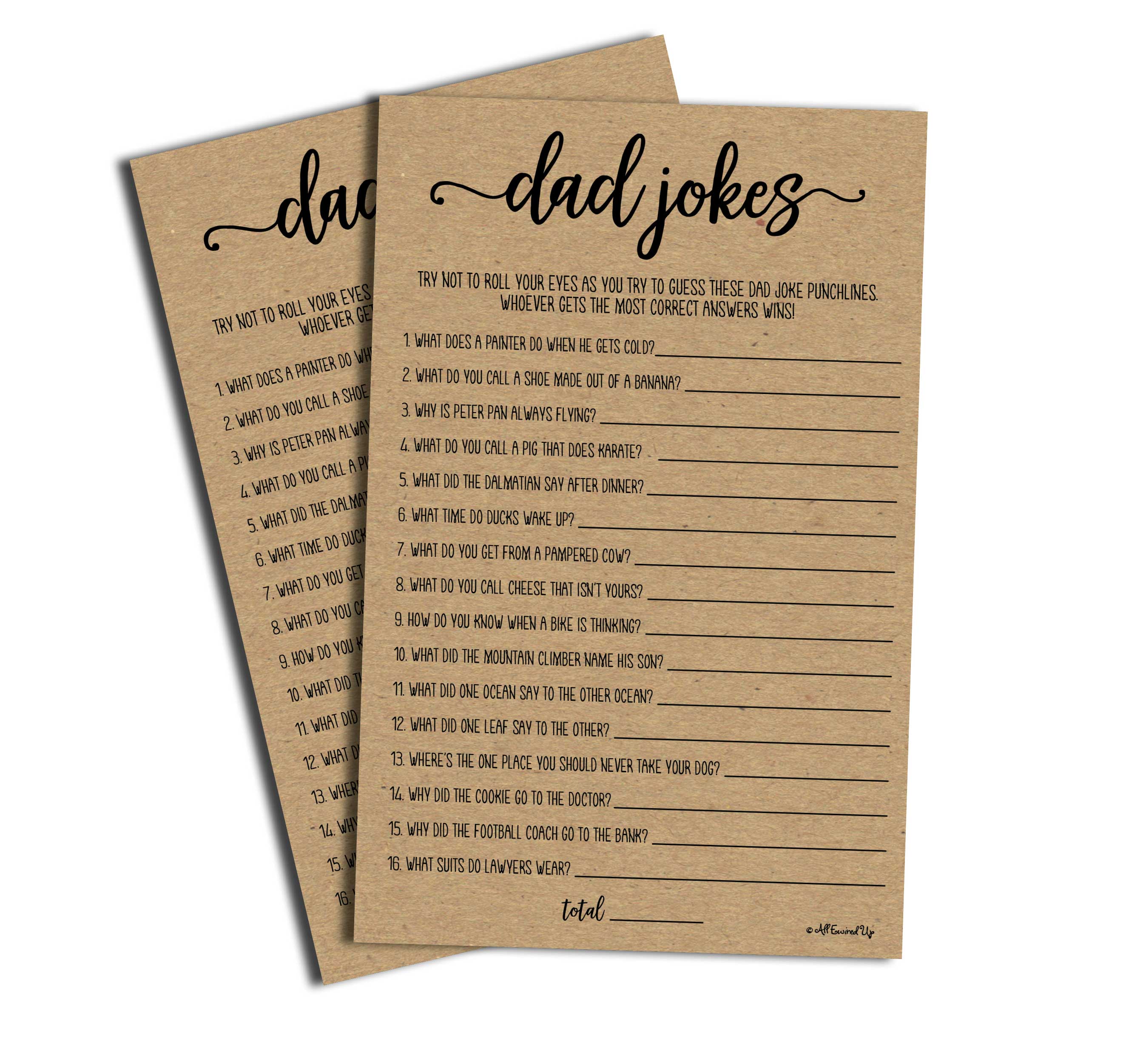 Dad Jokes Game - Kraft (50-Sheets) Rustic Baby Shower, Sprinkle Party ...