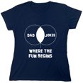 thumbnail image 1 of Dad Jokes Where The Fun Begins Sarcastic Humor Novelty Funny Women's Casual Tees, 1 of 3