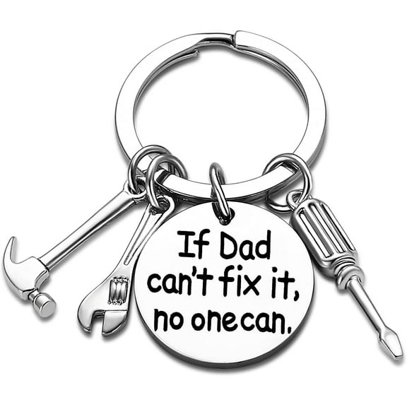 Dad Keychain Dad Gifts From Son Daughter Christmas Gift Keyring Father's Day Gift For Dad Papa Daddy (If dad can't fix it, no one can)