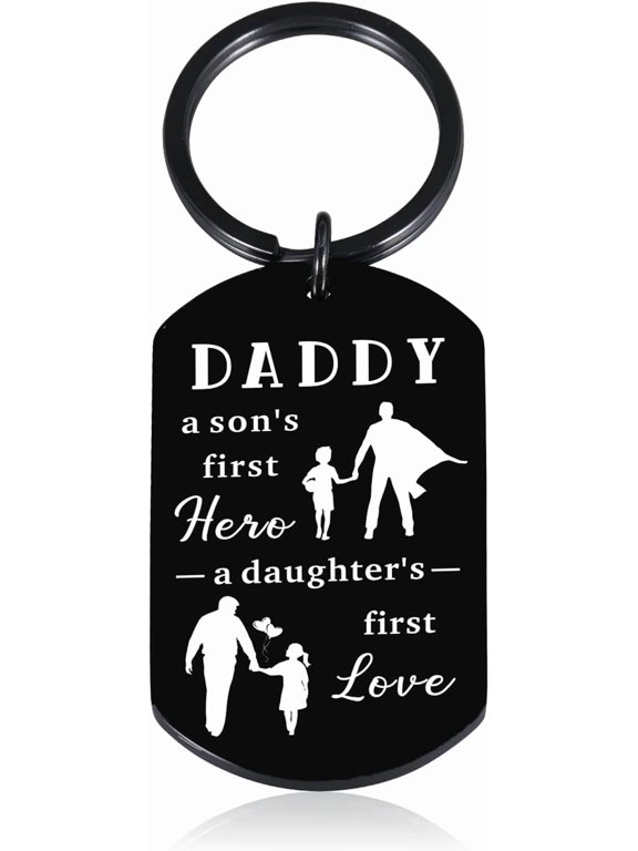 Dad Keychain from Daughter Son, Fathers Day Birthday Gifts for Dad Father, Big Daddy, My Father The Hero, Novelty Dads Keychain, Cool Dads Gifts Ideas, Step Daddy Gift, Husband Gift from Wife