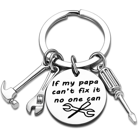 Dad Keychain Funny Dad Gifts From Son Daughter Christmas Gift Keyring Father's Day Gift For Dad Gift Papa Daddy (If my papa can't fix it, no one can)