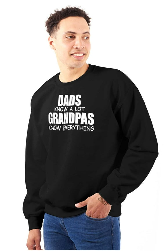 Dad Knows A lot Grandpa Everything Men's Big & Tall Crewneck Sweatshirt Brisco Brands 2X
