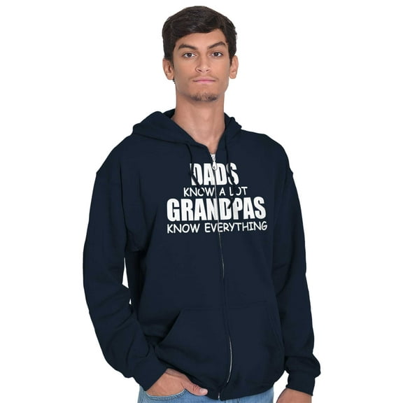 Dad Knows A lot Grandpa Everything Men's Big & Tall Graphic Zip Up Hoodie Brisco Brands 5X
