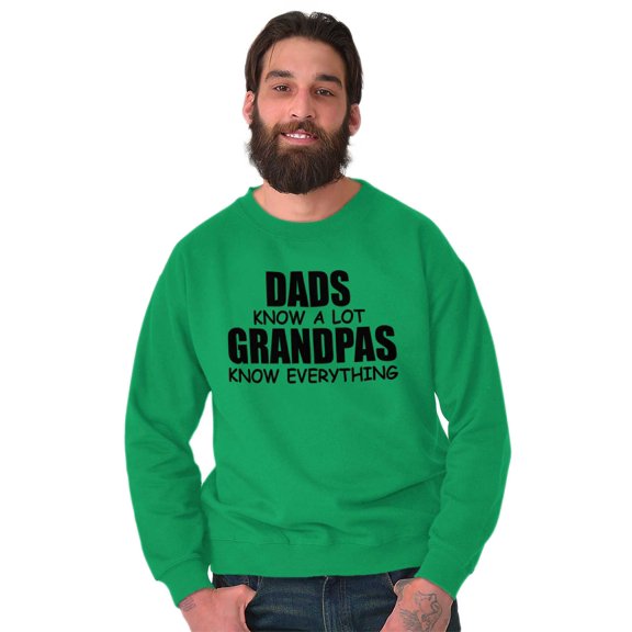 Dad Knows A lot Grandpa Everything Men's Big & Tall Crewneck Sweatshirt Brisco Brands 2X