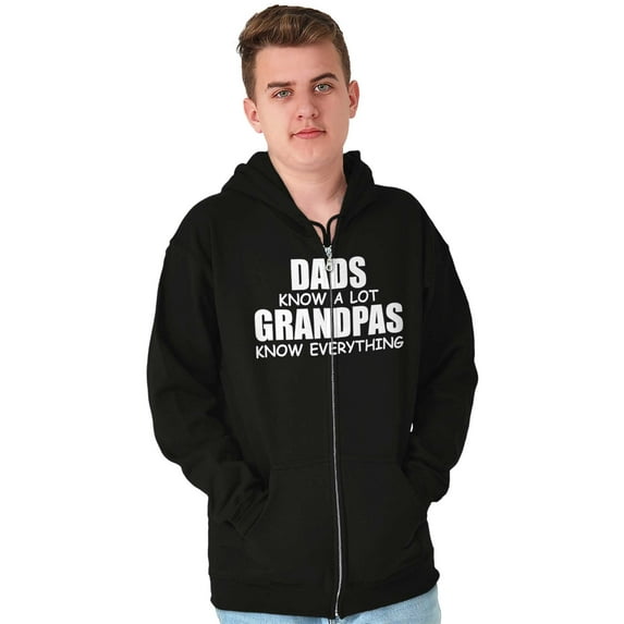 Dad Knows A lot Grandpa Everything Men's Big & Tall Graphic Zip Up Hoodie Brisco Brands 2X