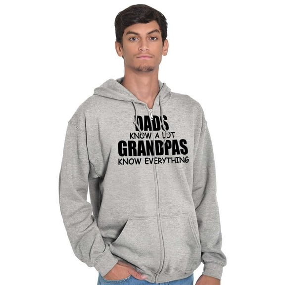 Dad Knows A lot Grandpa Everything Men's Big & Tall Graphic Zip Up Hoodie Brisco Brands 5X