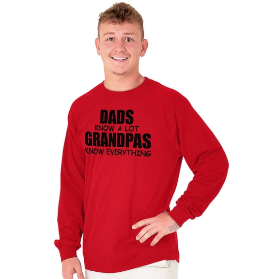 Dad Knows A lot Grandpa Everything Men's Big & Tall Long Sleeve Graphic Tee Brisco Brands 2X