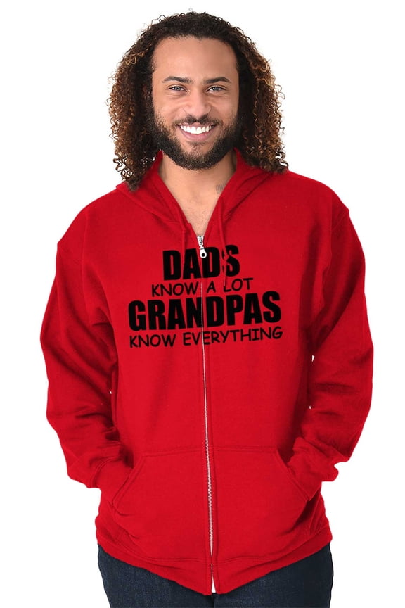 Dad Knows A lot Grandpa Everything Zip Hoodie Sweatshirt Men Brisco Brands L