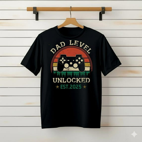 Dad Level Unlocked Est 2025 Video Gamer Daddy Fathers Day###TeaBagTeaHouse, Unsiex Shirt