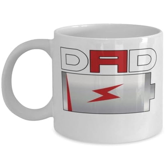Dad Life 11 oz Coffee Mug - On Low Battery White Ceramic Gift