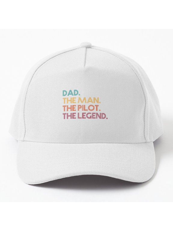 Dad Man Pilot Legend Baseball Hat, Flying Father's Day Retro Aviation Design, Classic Cap