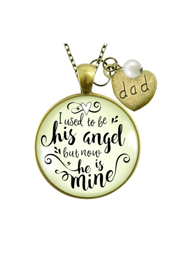 Dad Memorial Necklace Gutsy Goodness Bronze Metal Necklace His Angel Adult Female Jewelry