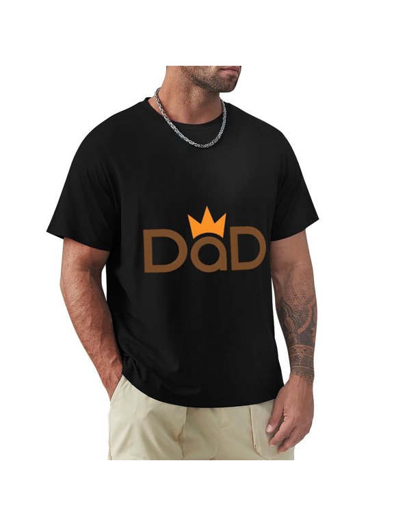 Dad Men's Cotton HD Print Short Sleeve T-Shirt Crew Neck Top Black 2XL