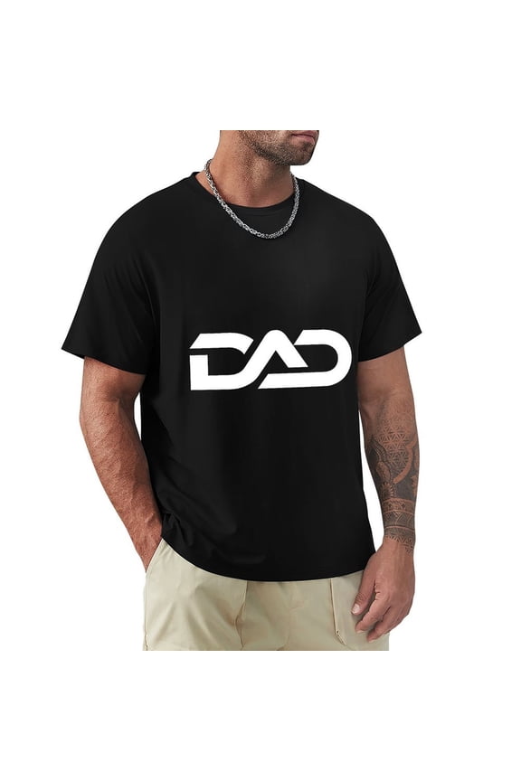 Dad Men's Cotton HD Print Short Sleeve T-Shirt Crew Neck Top Black 3XL