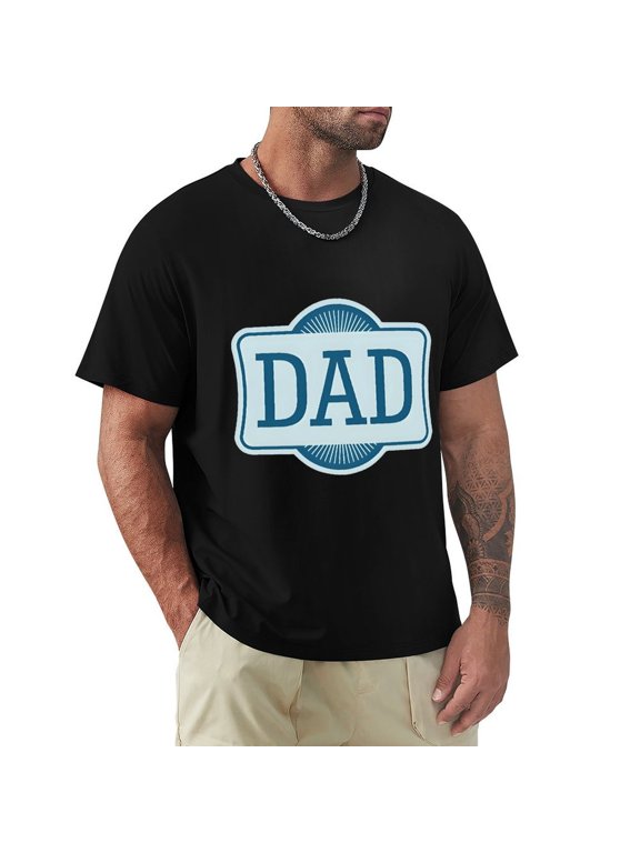 Dad Men's Cotton HD Print Short Sleeve T-Shirt Crew Neck Top Black 3XL