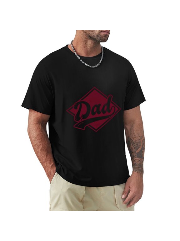 Dad Men's Cotton HD Print Short Sleeve T-Shirt Crew Neck Top Black XL