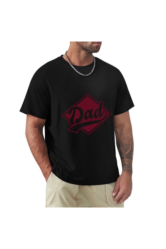 Dad Men's Cotton HD Print Short Sleeve T-Shirt Crew Neck Top Black XL