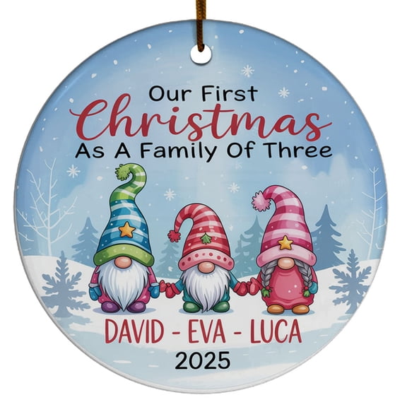 Dad Mom Baby Gnomes Christmas Ornament Gift, Our First Christmas As A Family Three Ornament Xmas 2025, Family 3 Gnomes Christmas Ornament
