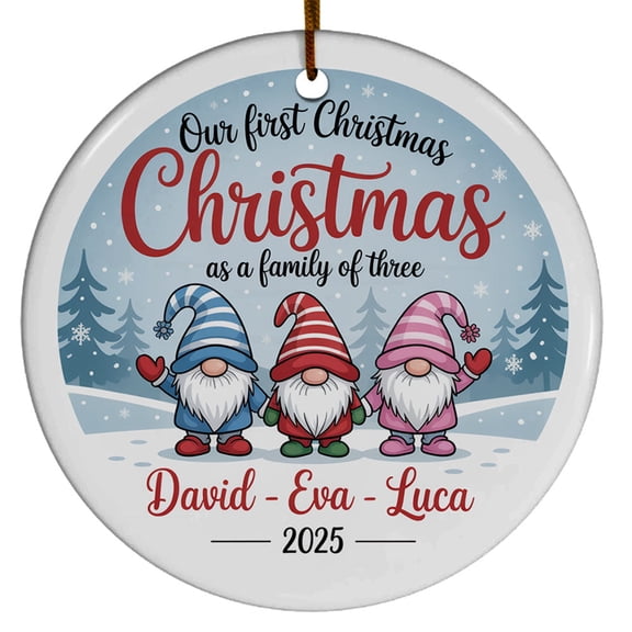 Dad Mom Baby Gnomes Christmas Ornament Gift, Our First Christmas As A Family Three Ornament Xmas 2025, Family 3 Gnomes Christmas Ornament