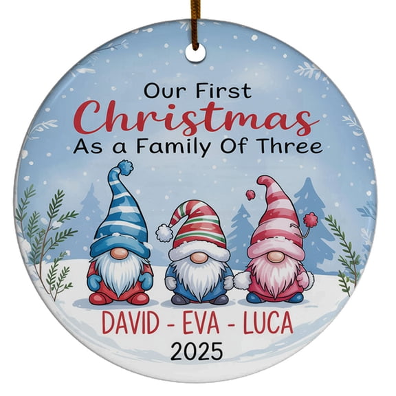Dad Mom Baby Gnomes Christmas Ornament Gift, Our First Christmas As A Family Three Ornament Xmas 2025, Family 3 Gnomes Christmas Ornament