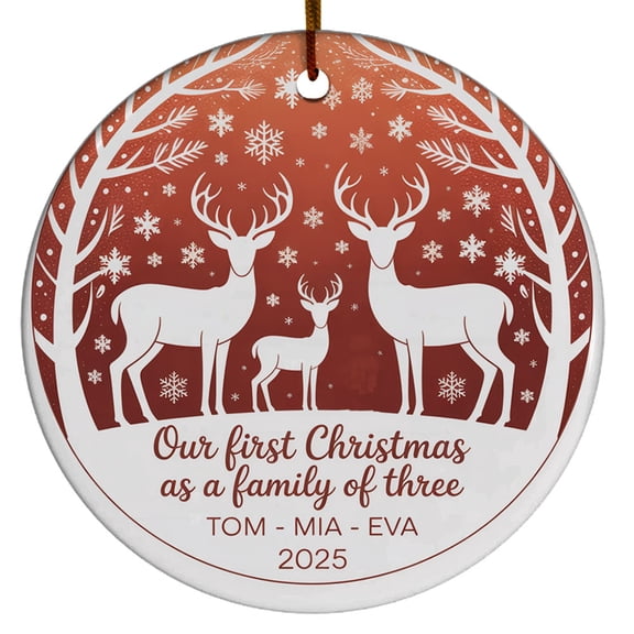 Dad Mom Baby Reindeers Christmas Ornament Gift, Our First Christmas As A Family Three Ornament Xmas 2025, Family 3 Reindeer Christmas Ornament
