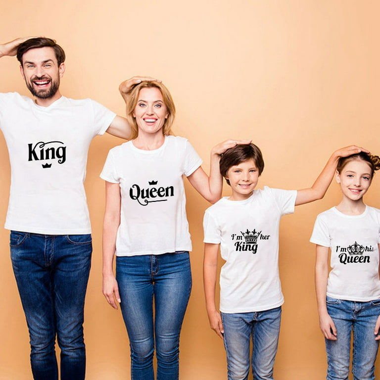 Dad Mom Kids Matching Family Shirts,King Queen Couple T-Shirts 