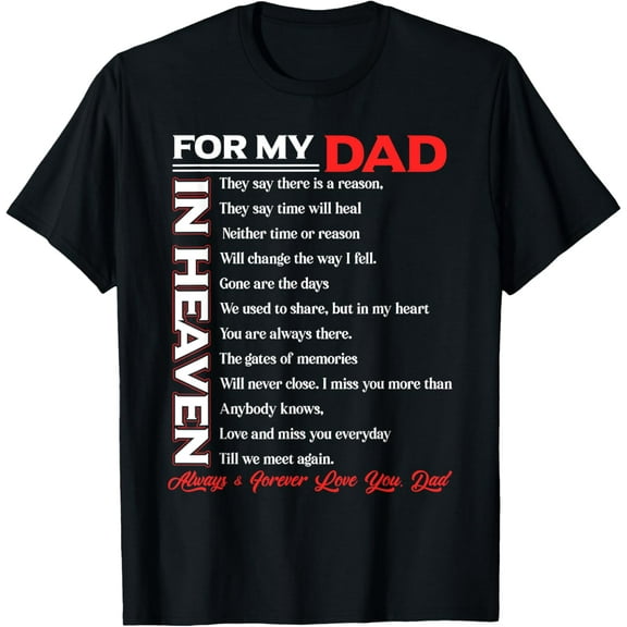 Dad My Angels T-Shirt - In memory of parents In Heaven T-ShirtMen and women, Black T-shirt, size: Extra large